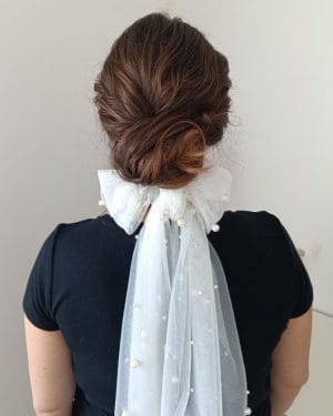 foulard brodé de perles pour coiffure de mariée, pearl